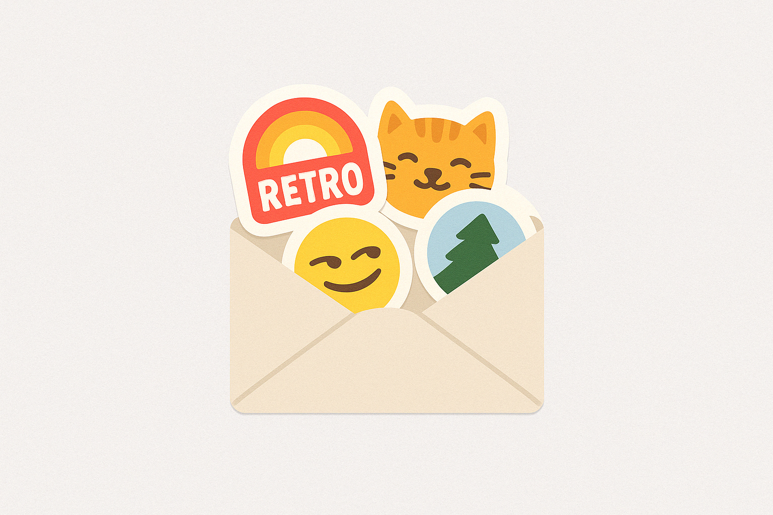 Colorful sticker envelope floating with stickers